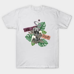 Vibe high Greek  stone and nature with snakes and trippy flower 2 matte gray T-Shirt